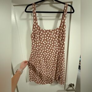 Abercrombie Mauve Brown Polka Dot Slip Mini Dress
